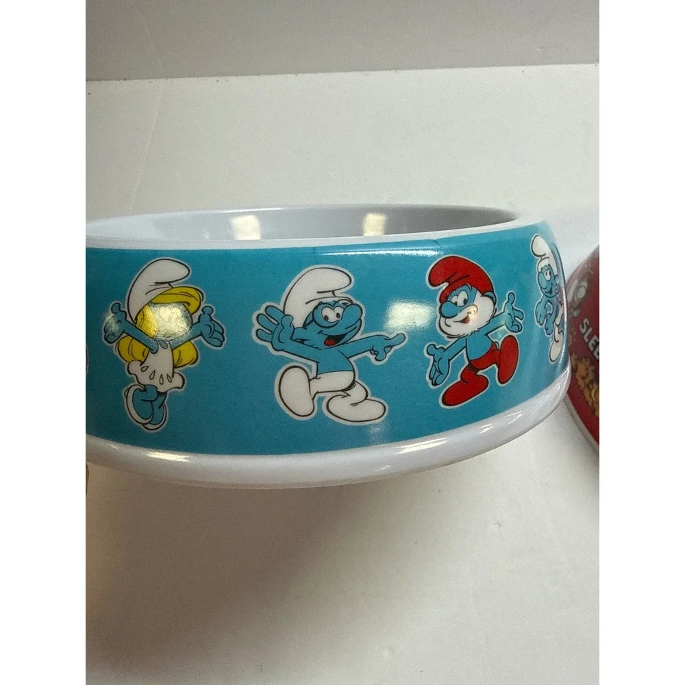 The Smurfs & Garfield Cat Bowls Set of 2 Melamine Pet Food Water Dishes New